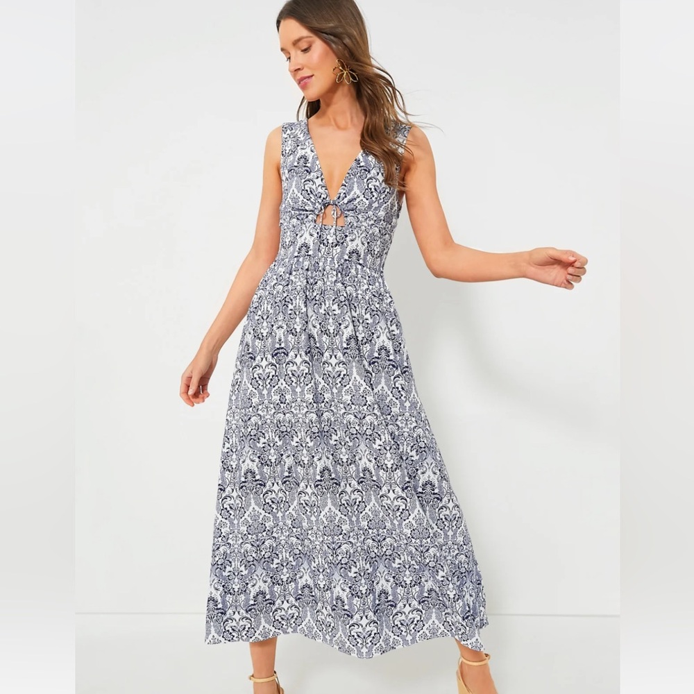 Hyacinth House Navy Scroll Print Toula Dress